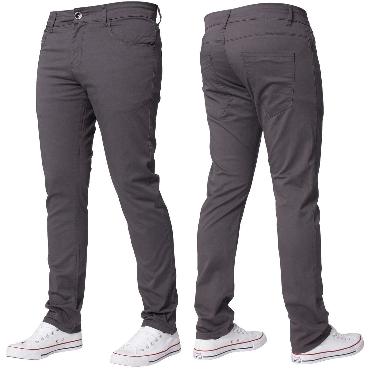 Kruze, Mens Slim Fit Stretch Chinos Available In 8 Colours