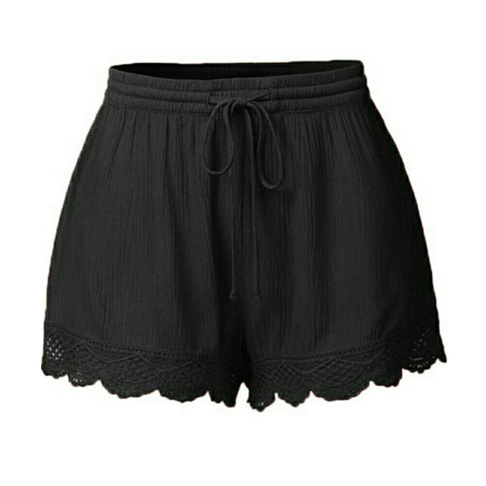Black Lace Trim Shorts X37007