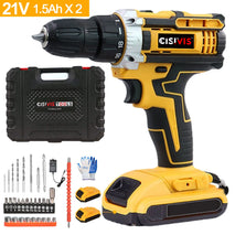 2 Battery 21V Cordless Drill Combi Driver High Power Electric Screwdriver