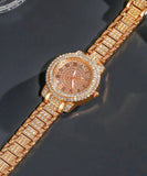 Ladies Watch Gift Set Rose Gold Rhinestone Watch Bracelet