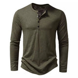 Mens Cotton Button Henley Neck Shirt Long Sleeve Casual T-Shirts