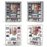 Large Fabric Wardrobe With Hanging Rail Shelving Clothes Storage Cupboard