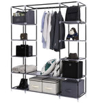 Large Fabric Wardrobe With Hanging Rail Shelving Clothes Storage Cupboard