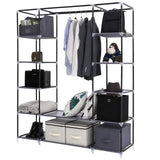 Large Fabric Wardrobe With Hanging Rail Shelving Clothes Storage Cupboard