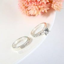 925 Sterling Silver plated Diamond Couple Rings