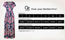 Womens V Neck Floral Printed Maxi Long Dress Short Sleeve