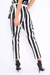 High Waist Striped Slim Trousers 