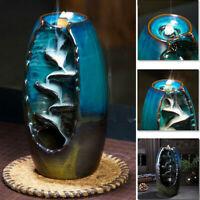 Blue Mountain River Ceramic Back flow Incense Burner Waterfall Smoke Cones Holder