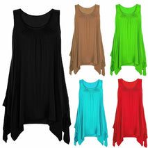 Ladies plus big size hanky hem baggy summer vest top